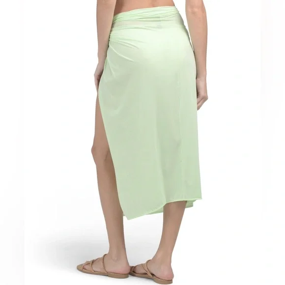Vix Paula Hermanny Karen Midi Sarong Cover-Up Skirt Lime Swimwear Size Medium - Picture 3 of 3